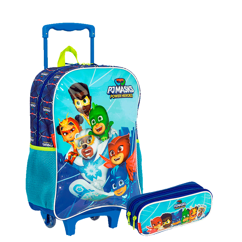Kit  Mochilete e Estojo 2 Compartimentos Pj Masks M Power Heroes - Colorido