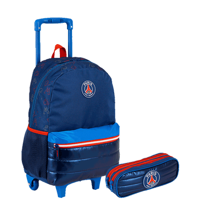Kit  Mochilete Grande e Estojo 2 Compartimentos PSG M Plus Stripes - Colorido