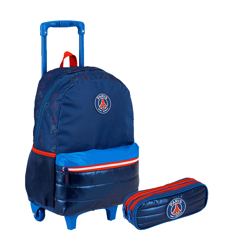 Kit  Mochilete Grande e Estojo 2 Compartimentos PSG M Plus Stripes - Colorido