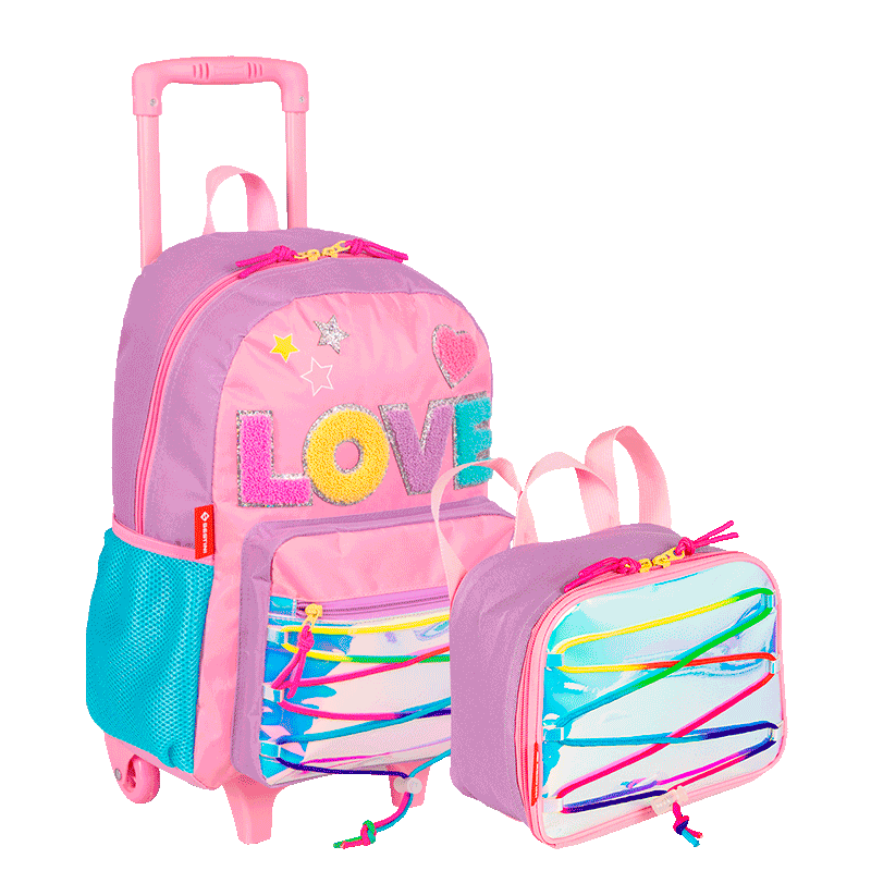 Kit  Mochilete Grande e Lancheira Pequena X Colors Girls - Colorido