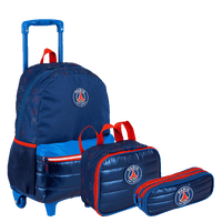 Kit  Mochilete Grande mais Lancheira Pequena e Estojo 2 Compartimentos PSG M Plus Stripes - Colorido