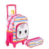Kit  Mochilete Média e Estojo 2 Compartimentos Sestini Kids X Cat 4 - Colorido