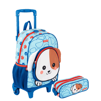 Kit  Mochilete Média e Estojo 2 Compartimentos Sestini Kids X Dog 4 - Colorido