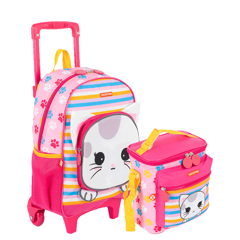 Kit  Mochilete Média e Lancheira Especial Sestini Kids X Cat 4 - Colorido