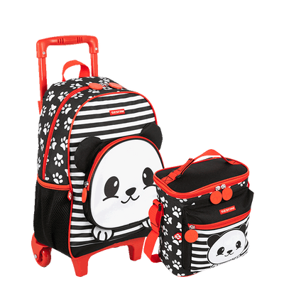 Kit  Mochilete Média e Lancheira Especial Sestini Kids X Panda 4 - Colorido