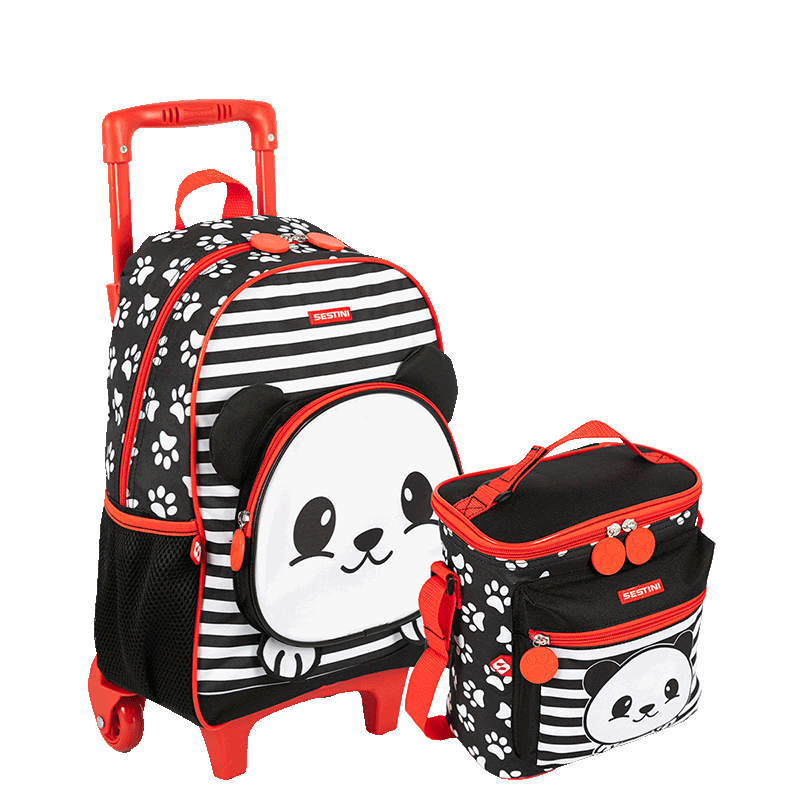 Kit  Mochilete Média e Lancheira Especial Sestini Kids X Panda 4 - Colorido