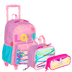 Kit  Mochilete Grande mais Lancheira Pequena e Estojo 2 Compartimentos Sestini X Colors Girls - Colorido