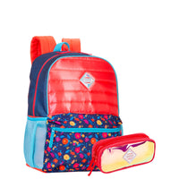 Kit Mochila Grande e Estojo 2 Compartimentos Sestini M Plus Coral - Colorido