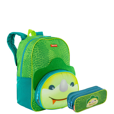 Kit Mochila Média e Estojo 2 Compartimentos Sestini Kids X Dino 3 - Colorido