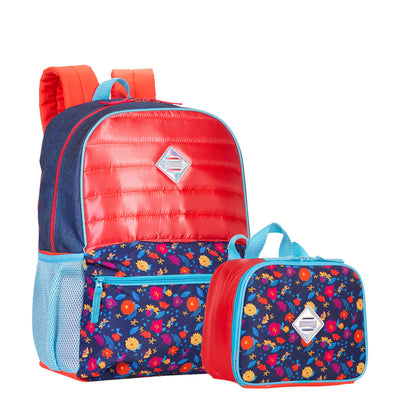 Kit Mochila Grande e Lancheira Pequena Sestini M Plus Coral - Colorido