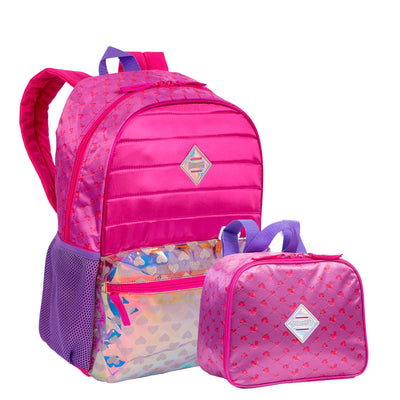 Kit Mochila Grande e Lancheira Pequena Sestini M Plus Arco Iris 2 - Colorido