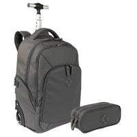 Kit  Mochila Carrinho 2 Compartimentos Sestini Rolling e Estojo 2 Compartimentos Sestini Hydroblock - Cinza