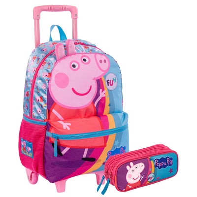 Kit Mochilete Grande e Estojo 2 Compartimentos Peppa M Plus Core - Colorido