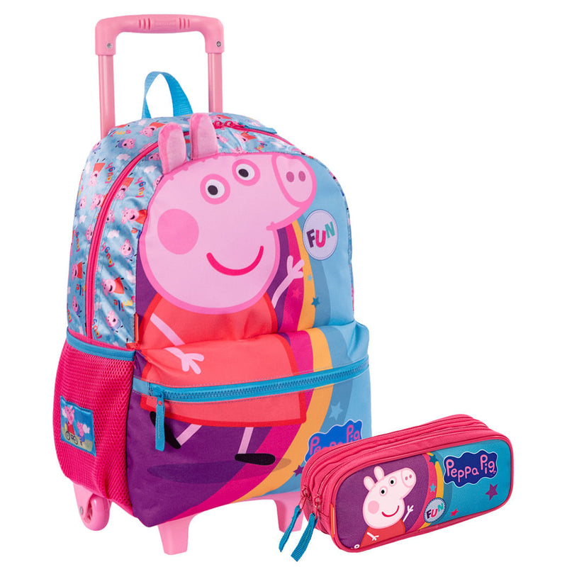 Kit Mochilete Grande e Estojo 2 Compartimentos Peppa M Plus Core - Colorido