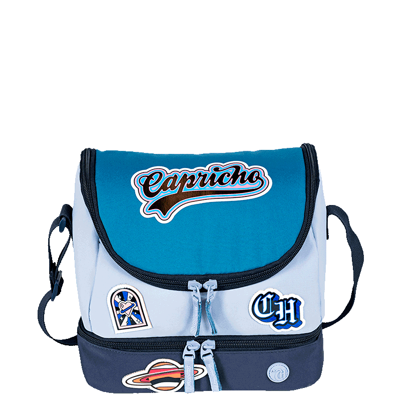Lancheira 2 Compartimentos Capricho Class Cosmic Patches - Azul