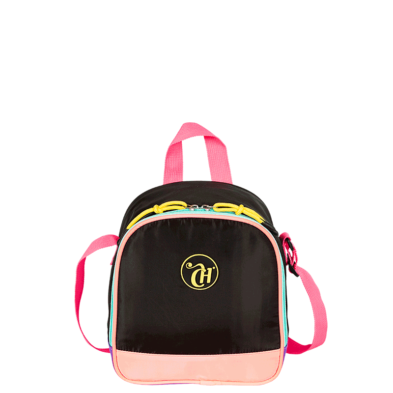 Lancheira Grande Capricho Contrast - Preto e Rosa