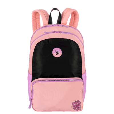Mochila 2 Compartimentos Capricho Block - Pêssego e Lilás