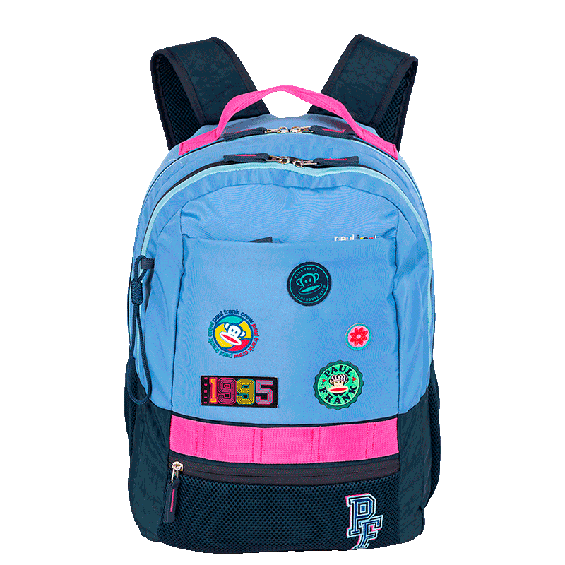 Mochila 2 Compartimentos Paul Frank Casual Patches - Azul