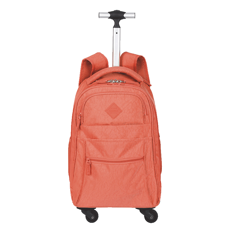 Mochila Carrinho 4 Rodas Sestini Rolling Grande Crinkle Laranja - Apricot