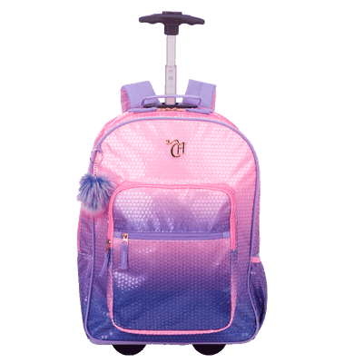 Mochila Carrinho Capricho Paetê - Rosa com Lilás