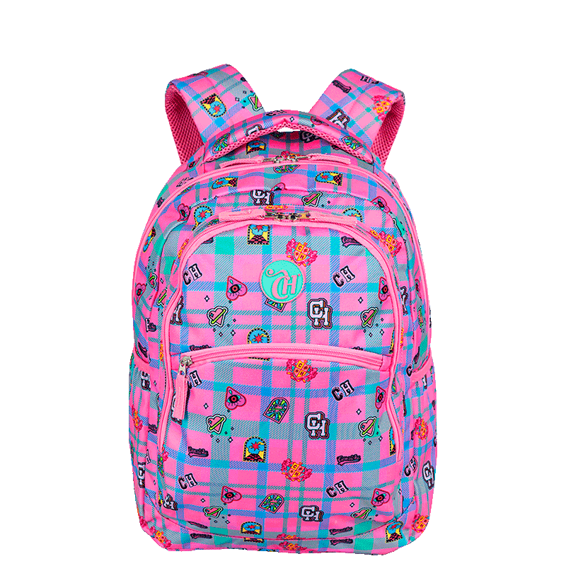 Mochila Grande 2 Compartimentos Capricho Student School - Rosa Claro