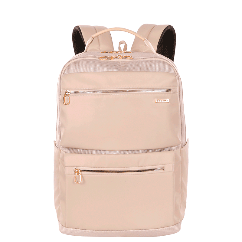 Mochila Grande 2 Compartimentos Notebook 15 Sestini Elegance Bege - Nude