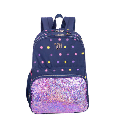 Mochila Grande 2 Compartimentos Capricho Estrelas - Azul