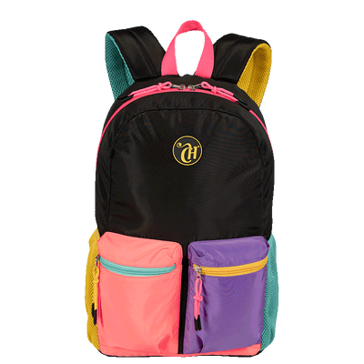 Mochila Grande Capricho Contrast - Preto e Rosa