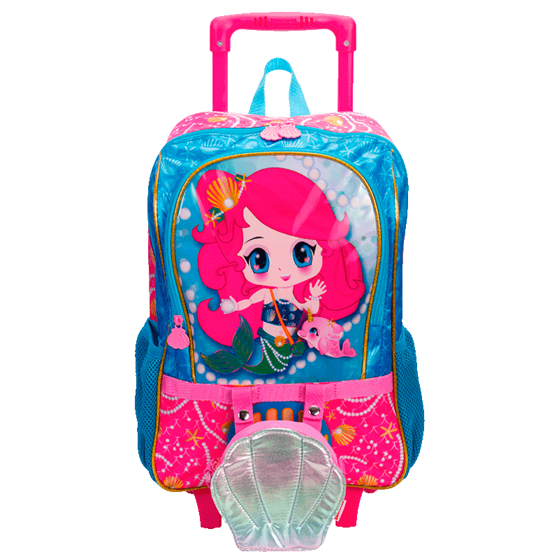 Mochila de Rodinhas Grande com Bolsa Sestini Y Anime - Colorido