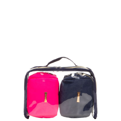 Necessaire 3 Peças - Rosa e Marinho